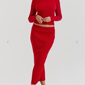House of CB Skirt Vibrant Red Pencil Skirt